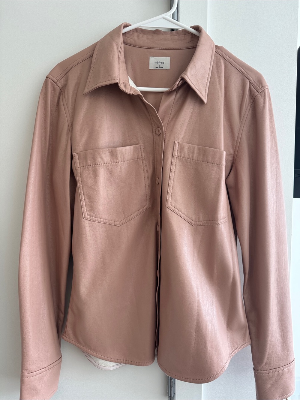 Wilfred Dusty Rose Leather Shirt Jacket